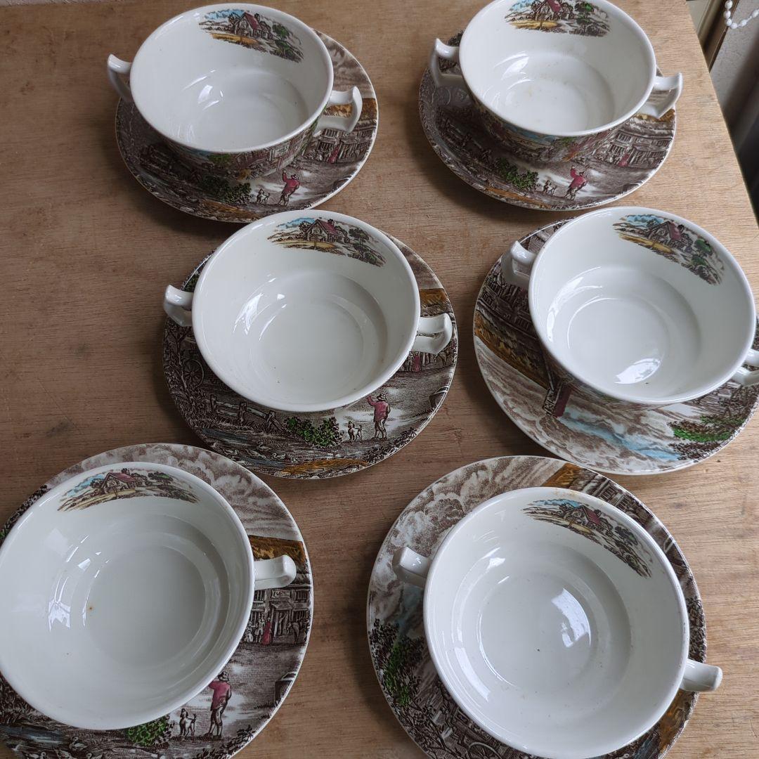 ヴィンテージ スープカップ&ソーサー 6セット イギリス製