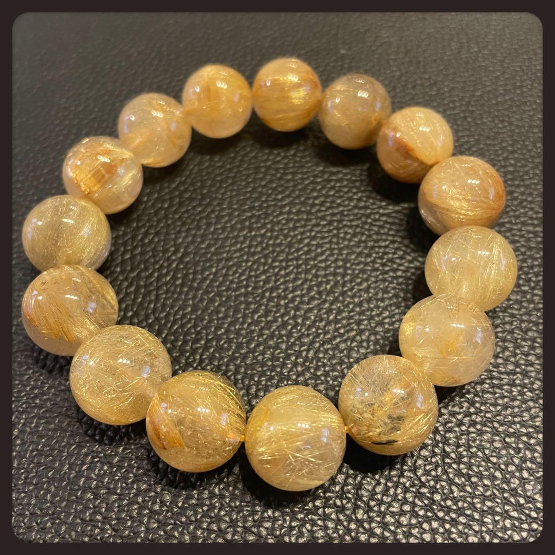 大玉 ルチルクォーツ 天然石ブレスレット15mm