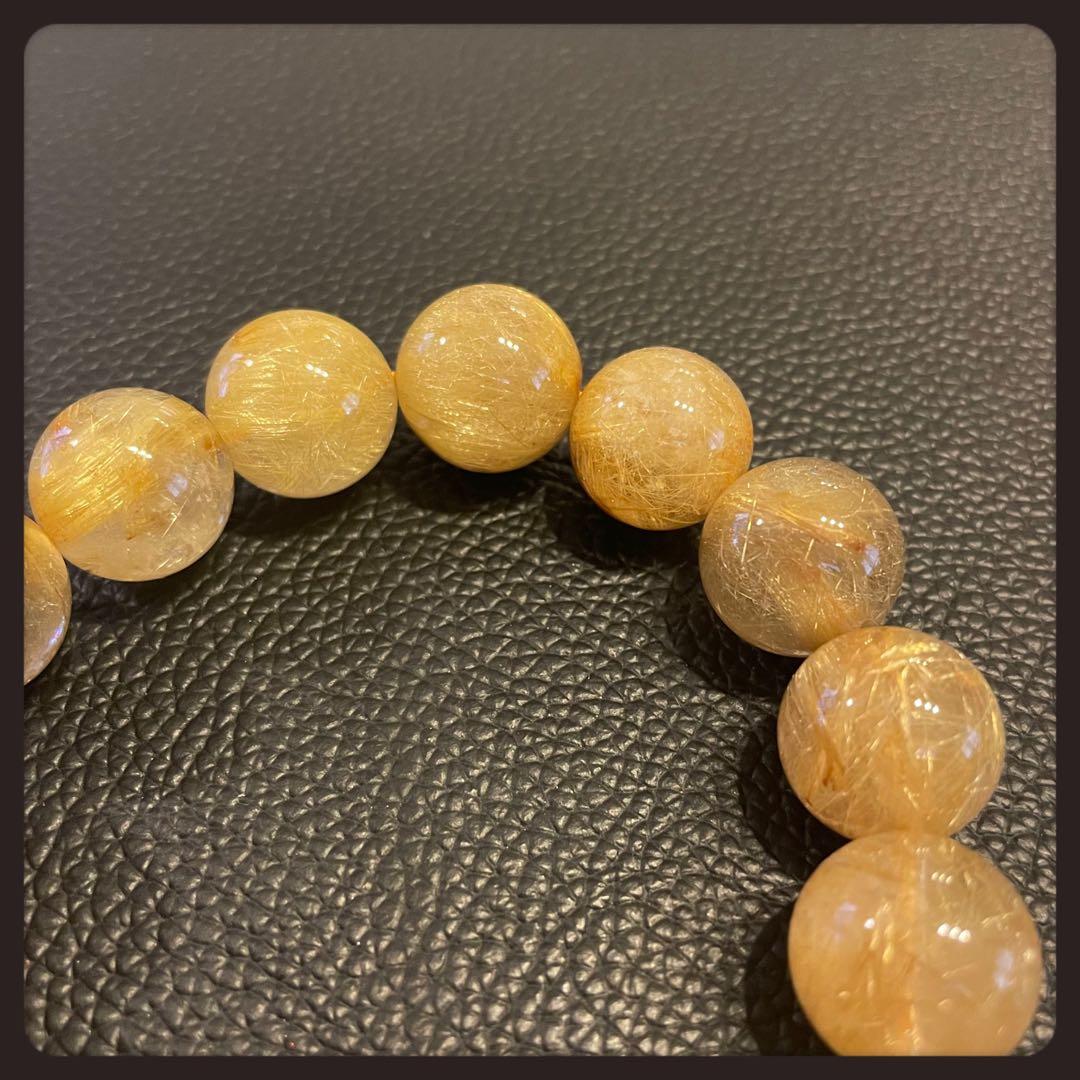 大玉 ルチルクォーツ 天然石ブレスレット15mm
