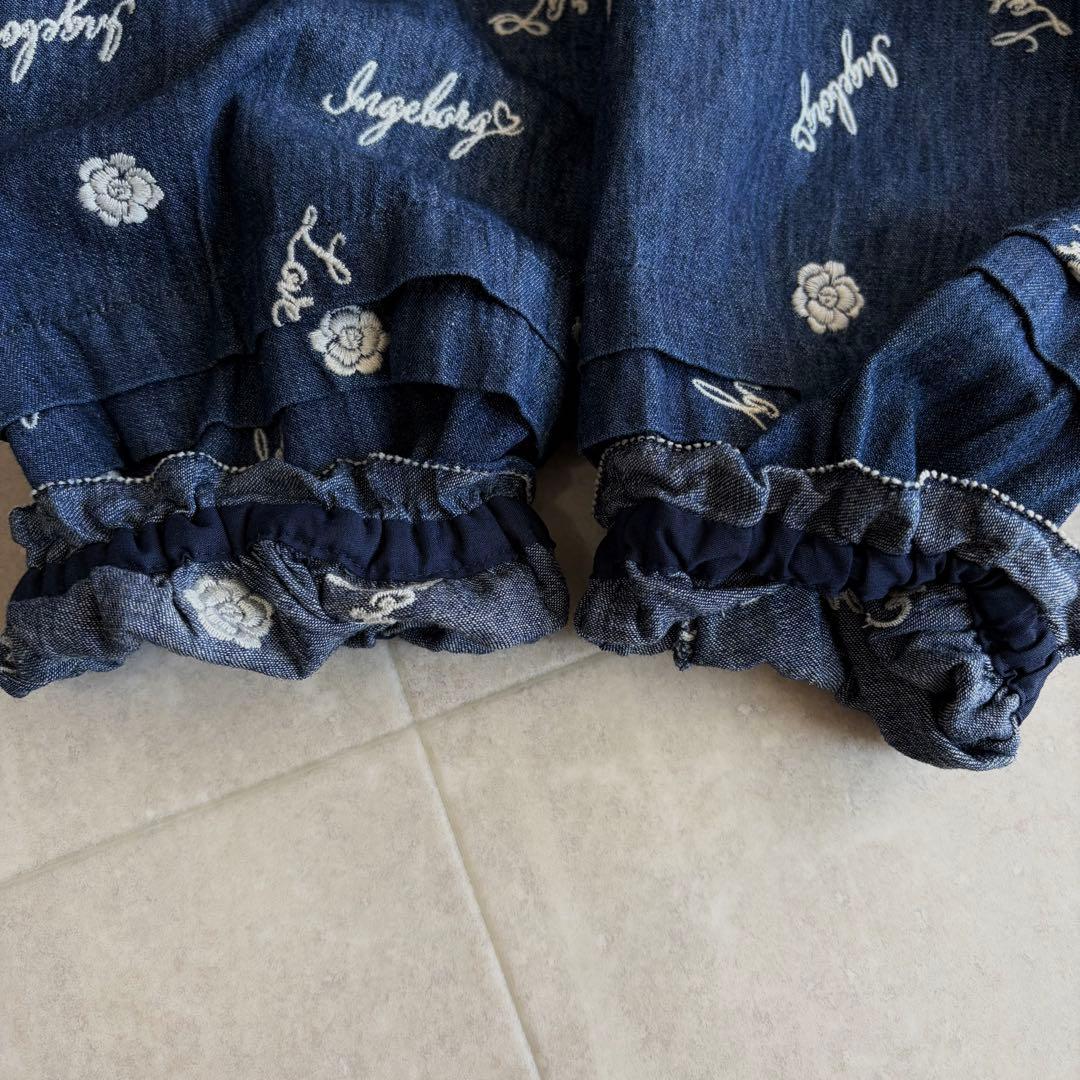 インゲボルグ ピンクハウス カメリア刺繍 ピコフリル デニムワンピース 花柄