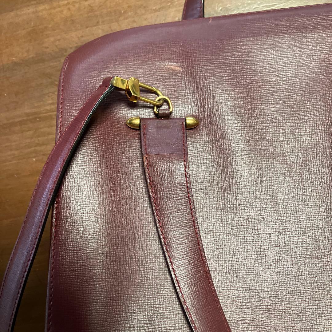 Cartier バーガンディ レザートートバッグ
