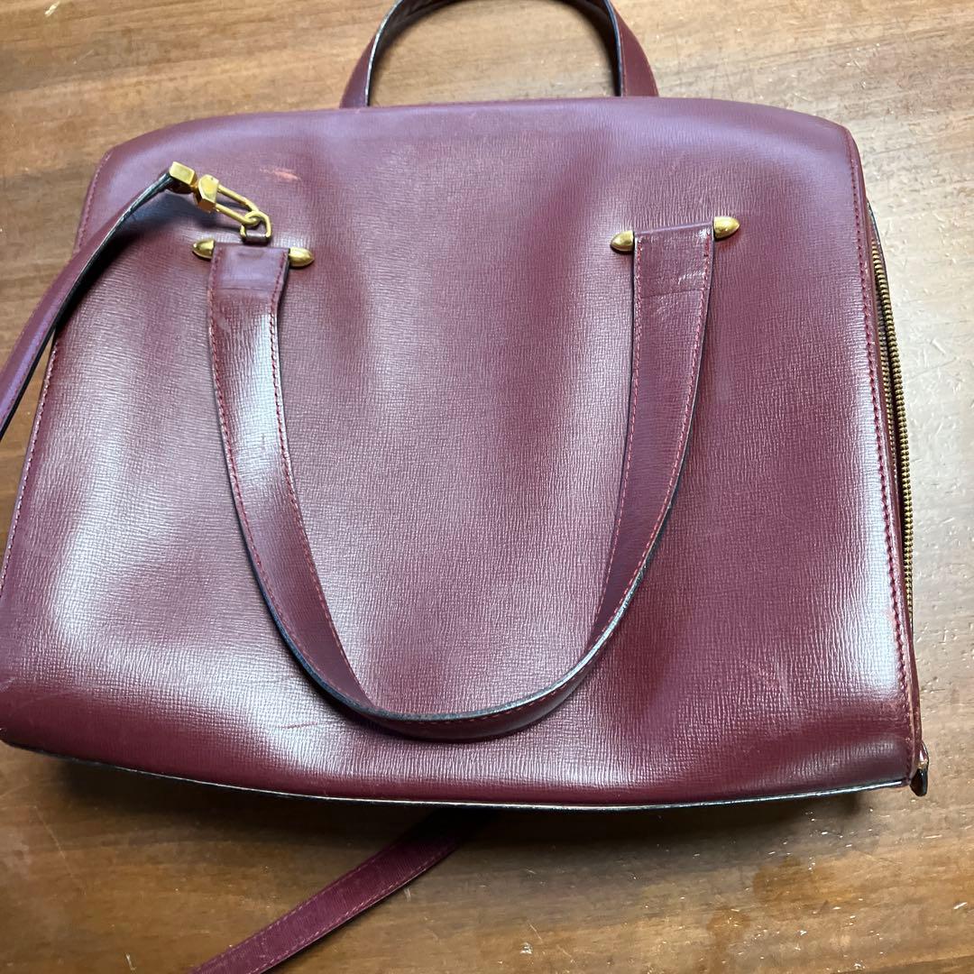 Cartier バーガンディ レザートートバッグ