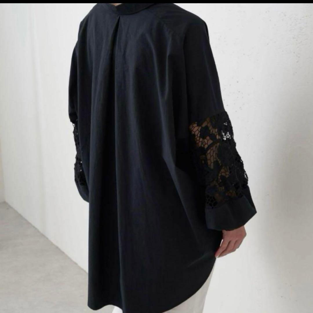 ビアズリー袖レースシャツブラックサイズフリー22AW