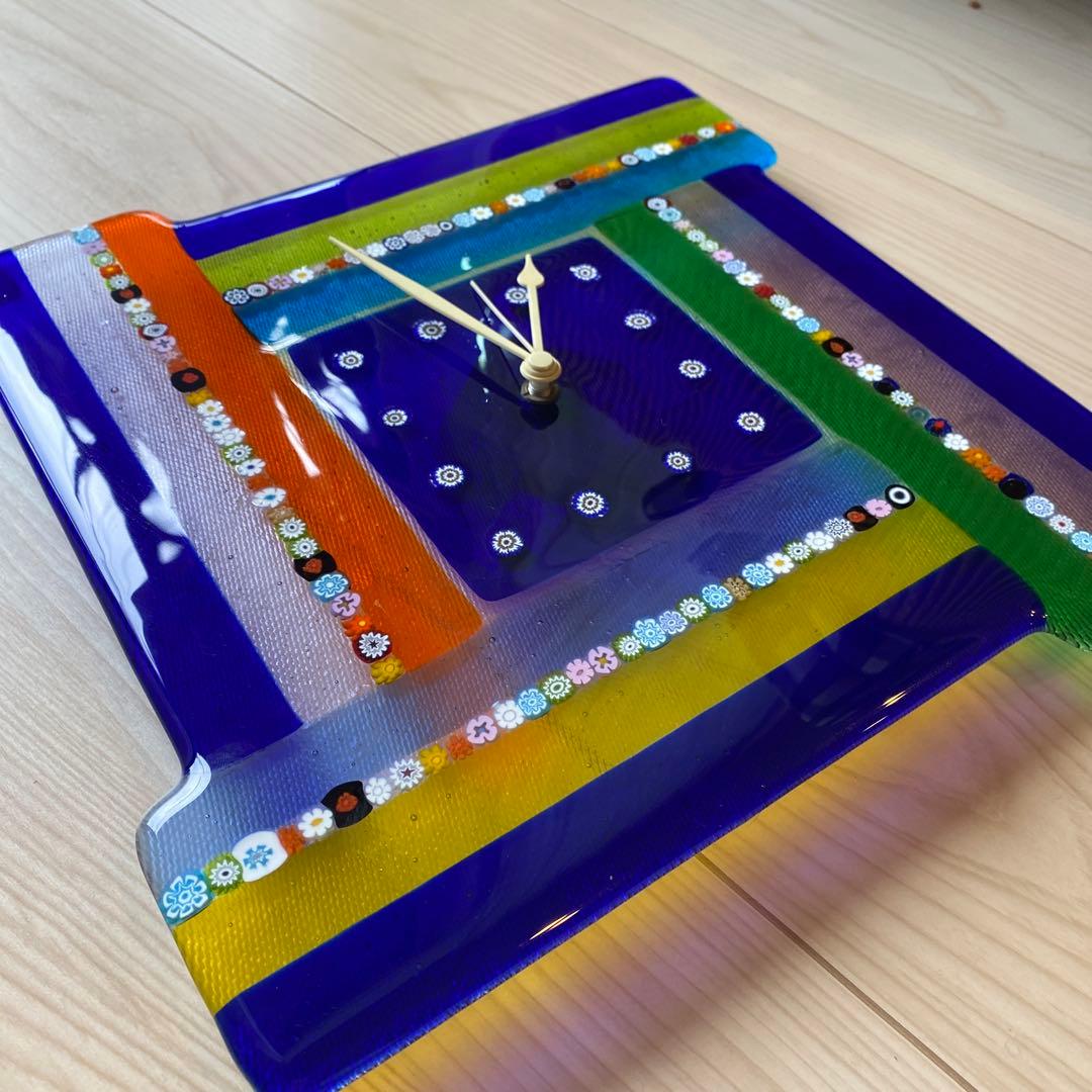 イタリア　ガラス細工　掛け時計　ムラーノガラス　ベニス　ベネチアングラス