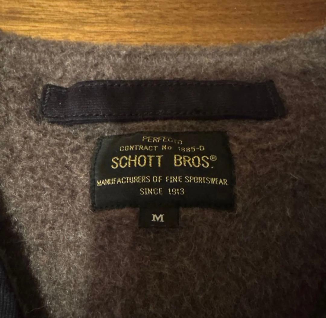 SCHOTT （ショット）裏地アルパカ混ウールデッキベストジャケット ブラック