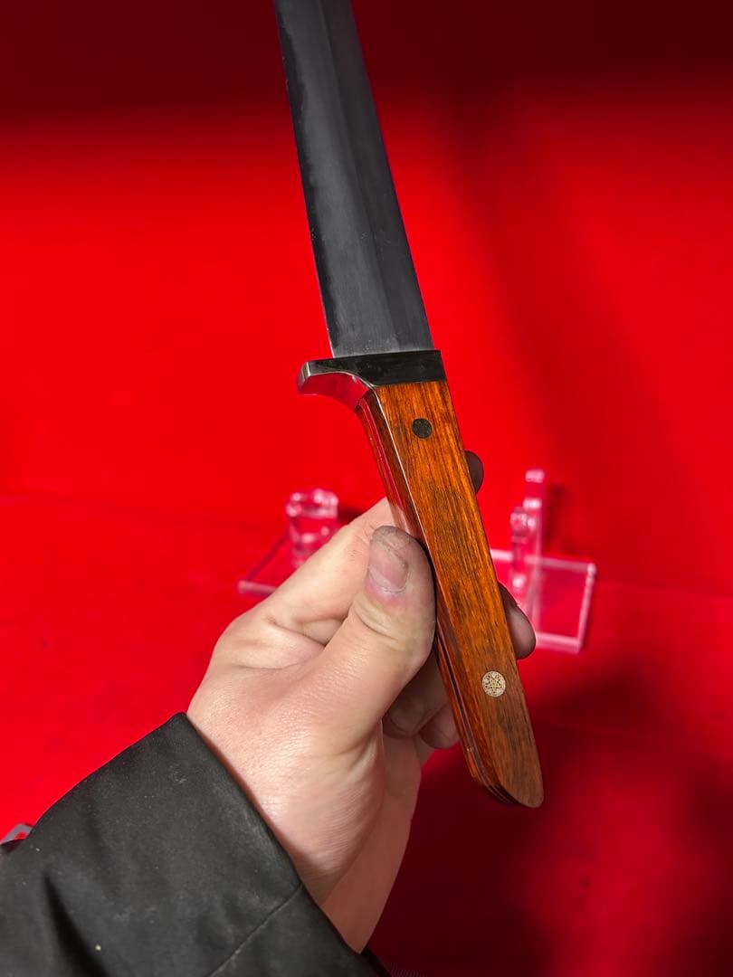 01576 包丁　先丸　鉈　剣鉈　大道工具　玉鋼製　甲伏鍛　箱付　未使用品