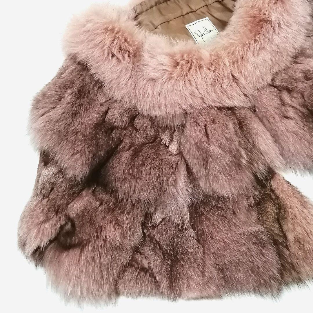 極美品✨ シビラ　フォックス　毛皮　ケープ　ショール　ピンク　リアルファー　希少