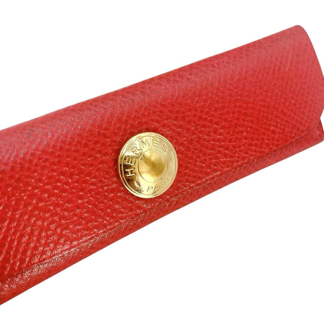 HERMES✨エルメス　コーム　くし　レザーケース　レッド　ホワイト　箱付き