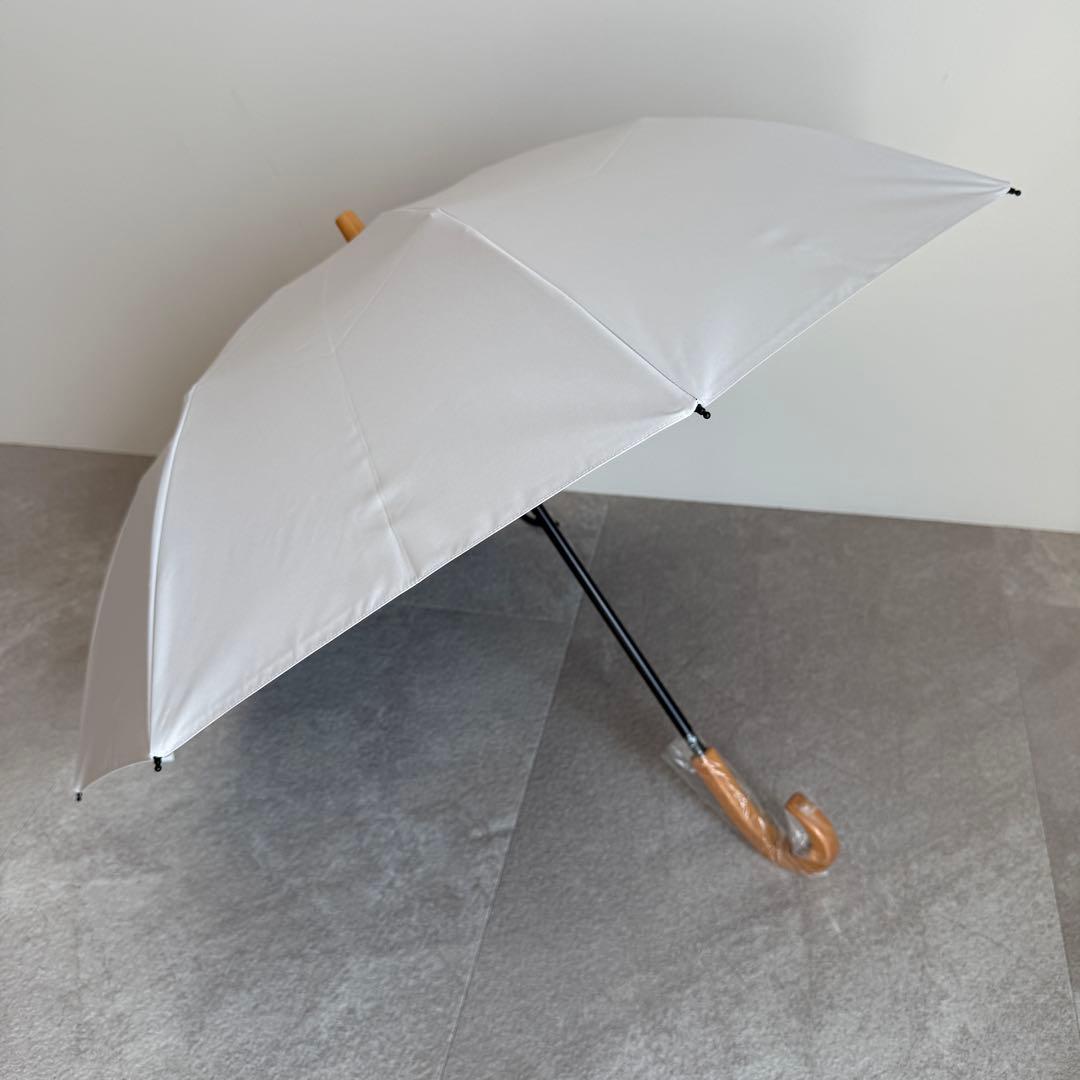 新品 サンバリア100 2段折 無地 ホワイト 折りたたみ日傘 木曲がり手元