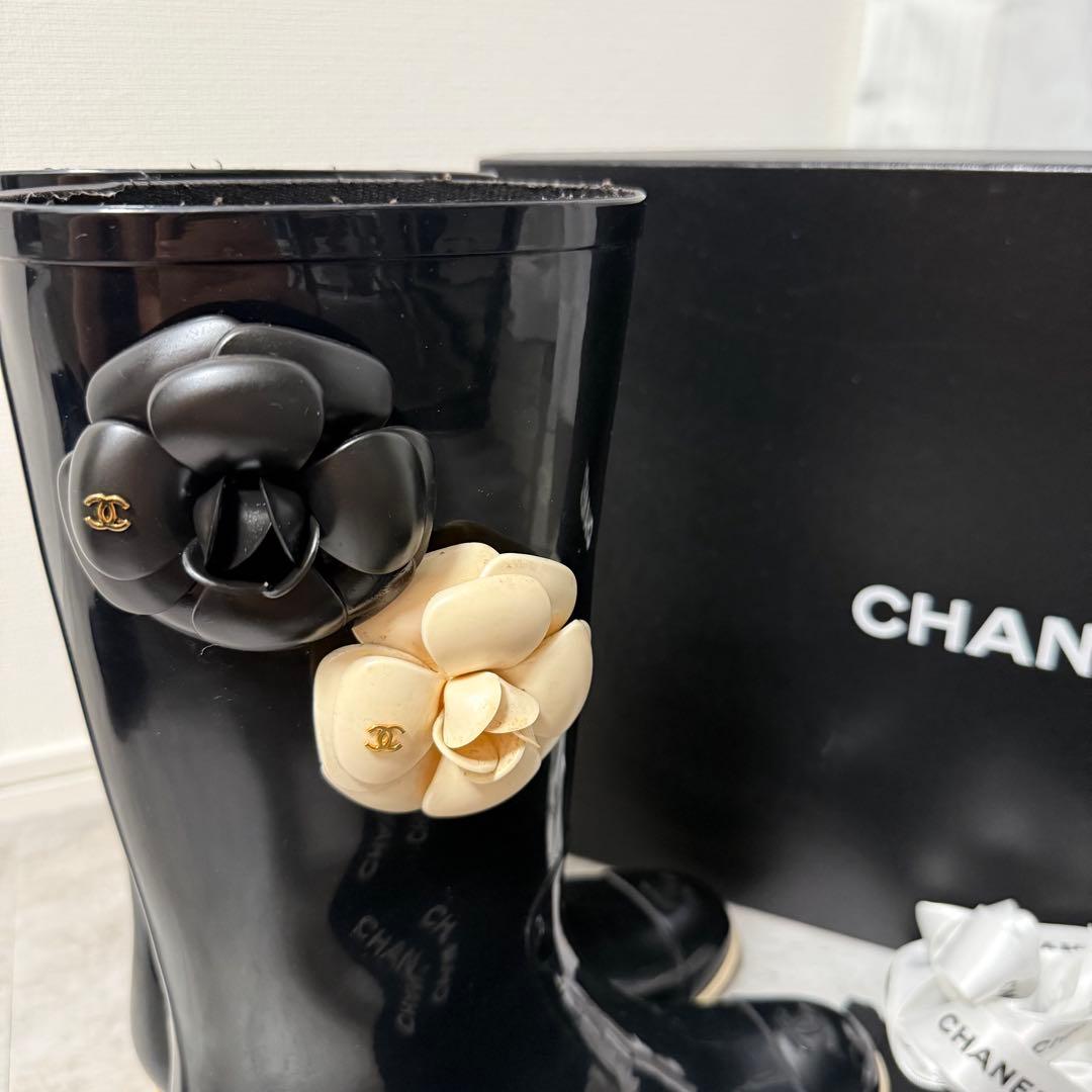 【美品❗️】CHANELレインブーツ　カメリア　ココマーク