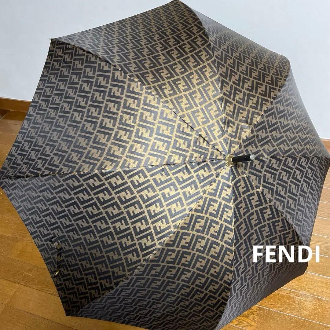 FENDI フェンディ 長傘 ズッカ柄 総柄 ユニセックス 美品 ゴールド