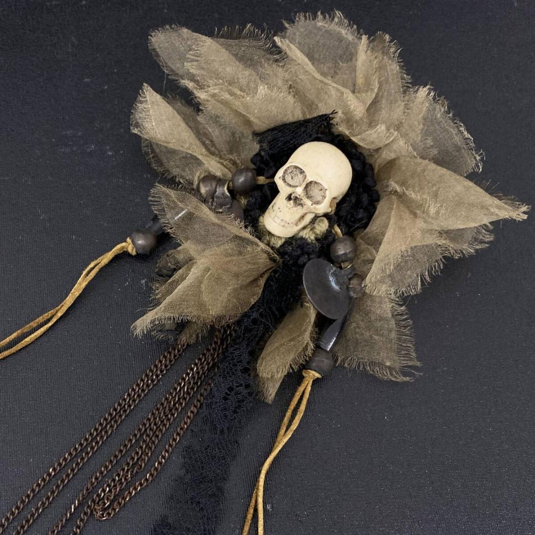 美品 SHARE SPIRIT アンティーク スカル コサージュ ブローチ