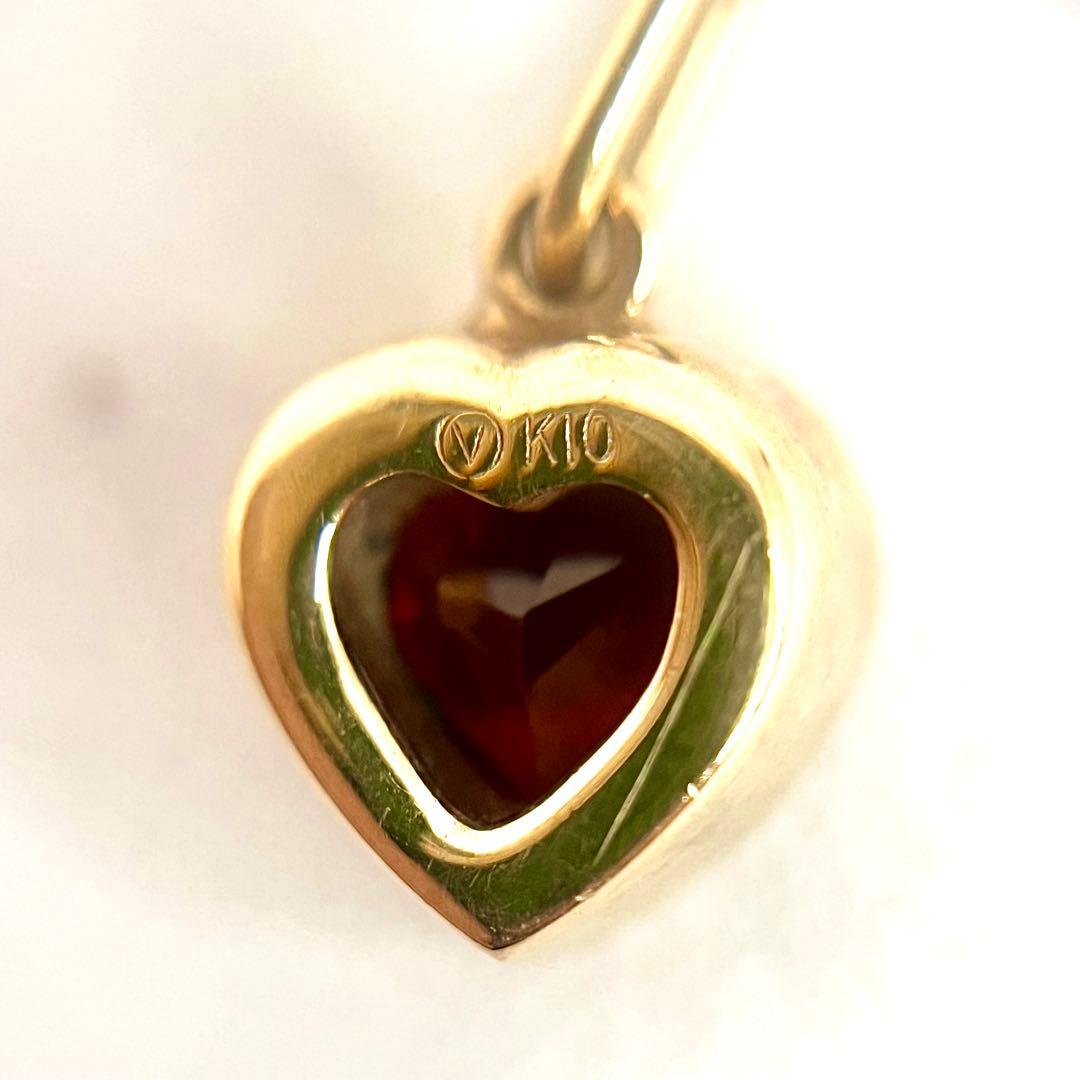 ヴァンドーム青山K10ガーネットトップチャームネックレスハートイエローゴールド