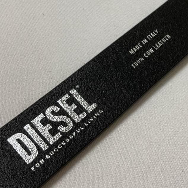 DIESEL　X09917　80　ベルト　ユニセックス　Dロゴプレート　ブラック
