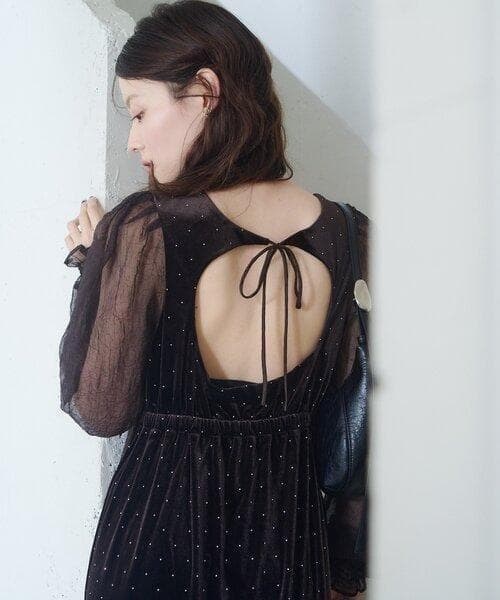 Kastane 【結婚式/オケージョン】ベロアスタッズワンピース