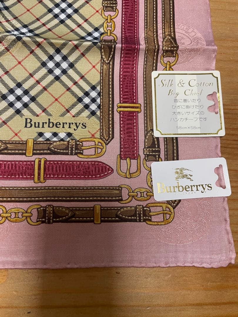 s*y様 シルク・コットンBurberrys チェック柄ハンカチ ーフ4枚セット