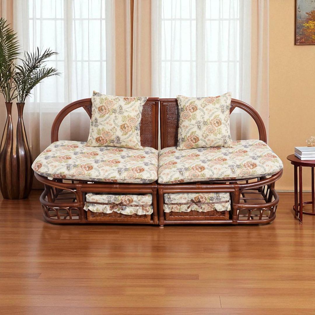 2台セット【新品1台訳あり商品】大型 ラタン 2人掛 カウチソファ アウトレット