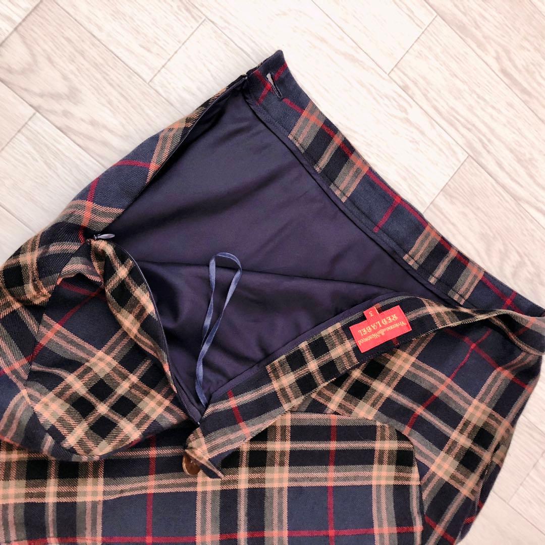 美品 ヴィヴィアンウエストウッドレッドレーベル チェック柄変形ミニスカート ３
