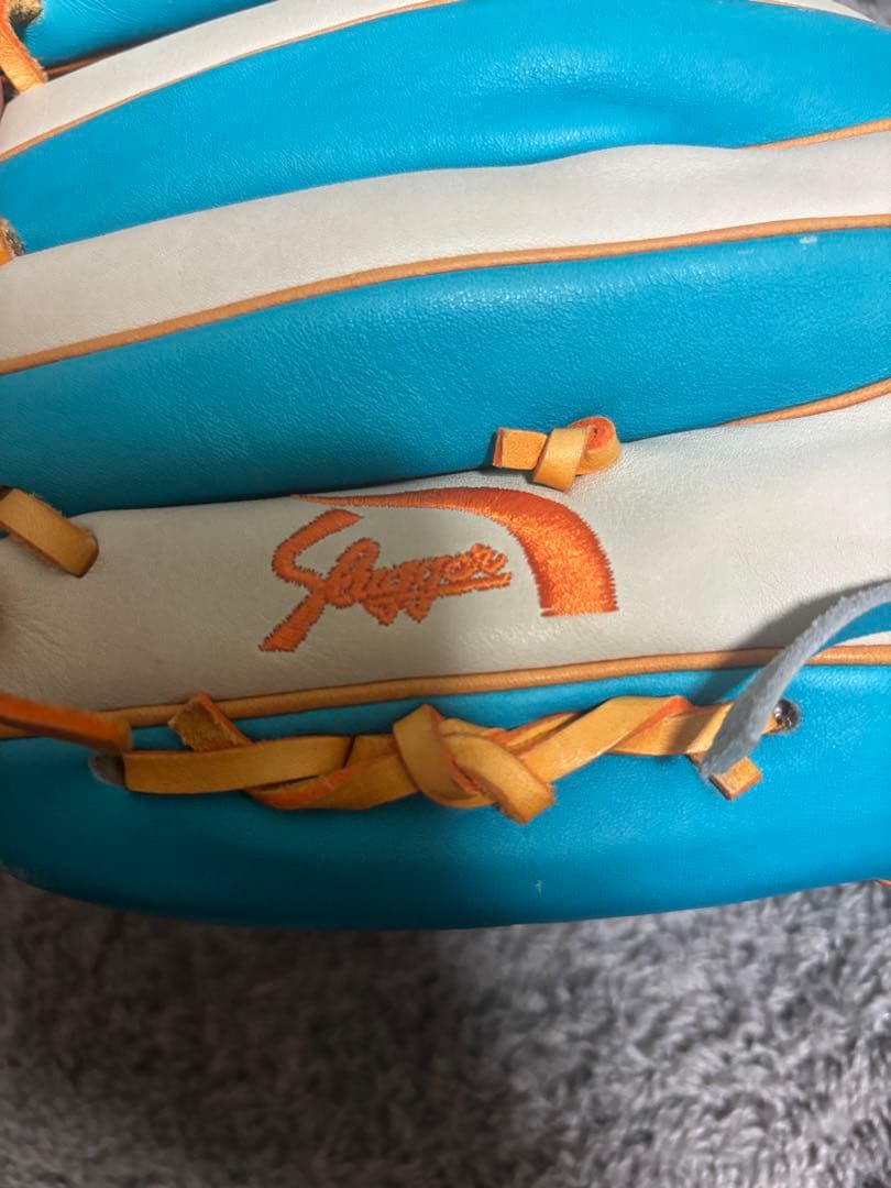 久保田 スラッガー オーダー 軟式　内野手用 ホワイト/ブルー/オレンジ