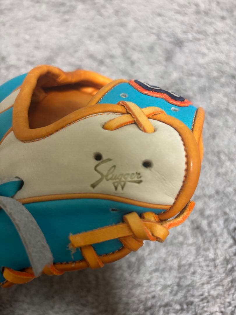 久保田 スラッガー オーダー 軟式　内野手用 ホワイト/ブルー/オレンジ