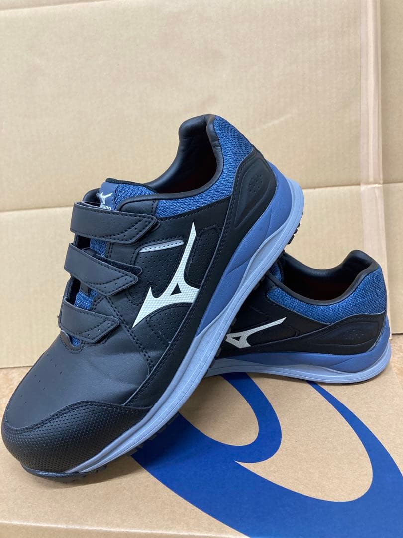 Mizuno 安全靴 ベルクロ ブラック/ブルー