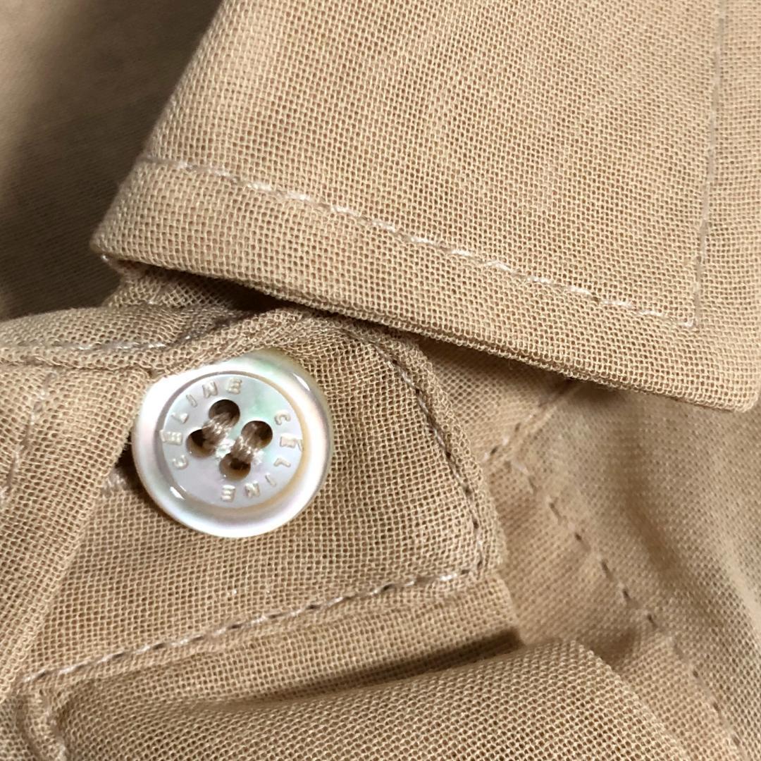 セリーヌ シースルー シャツ ブラウス 長袖 36 ベージュ