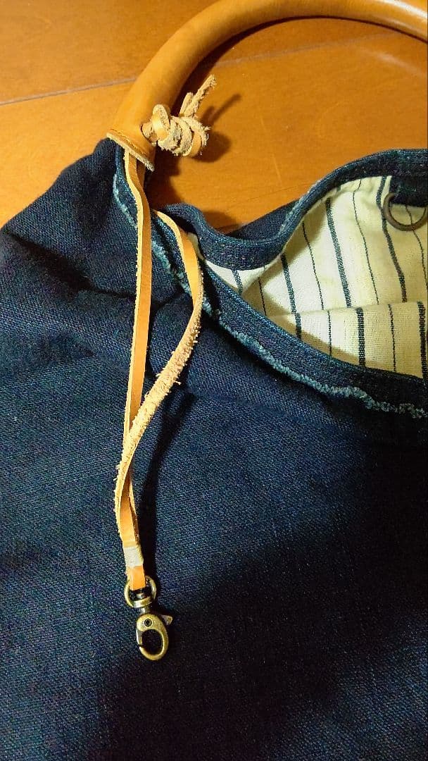 パラスパレス　トートバック　インディゴ　藍染　持ち手皮　台形