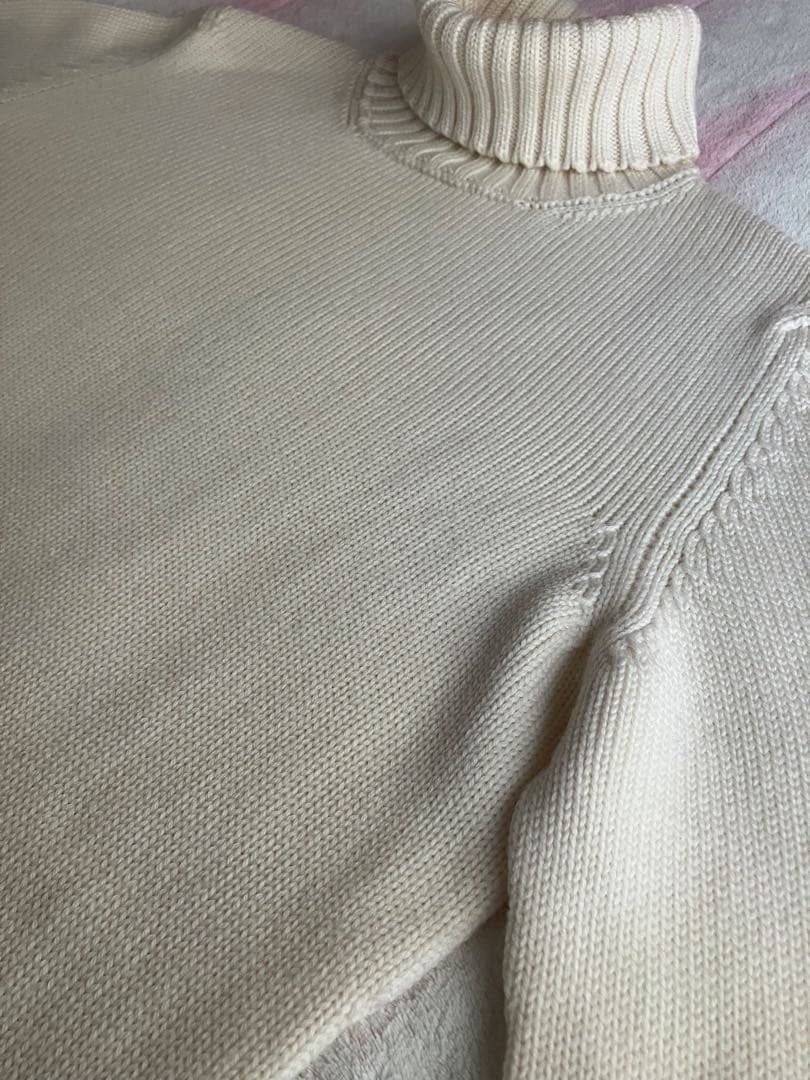 Drumohr メリノウール 8G タートルネックニット オフホワイト 46