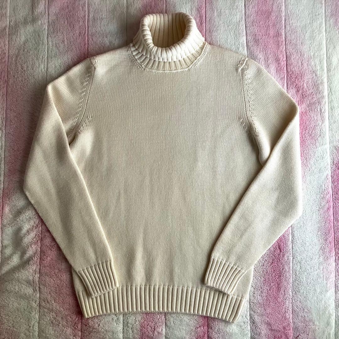 Drumohr メリノウール 8G タートルネックニット オフホワイト 46