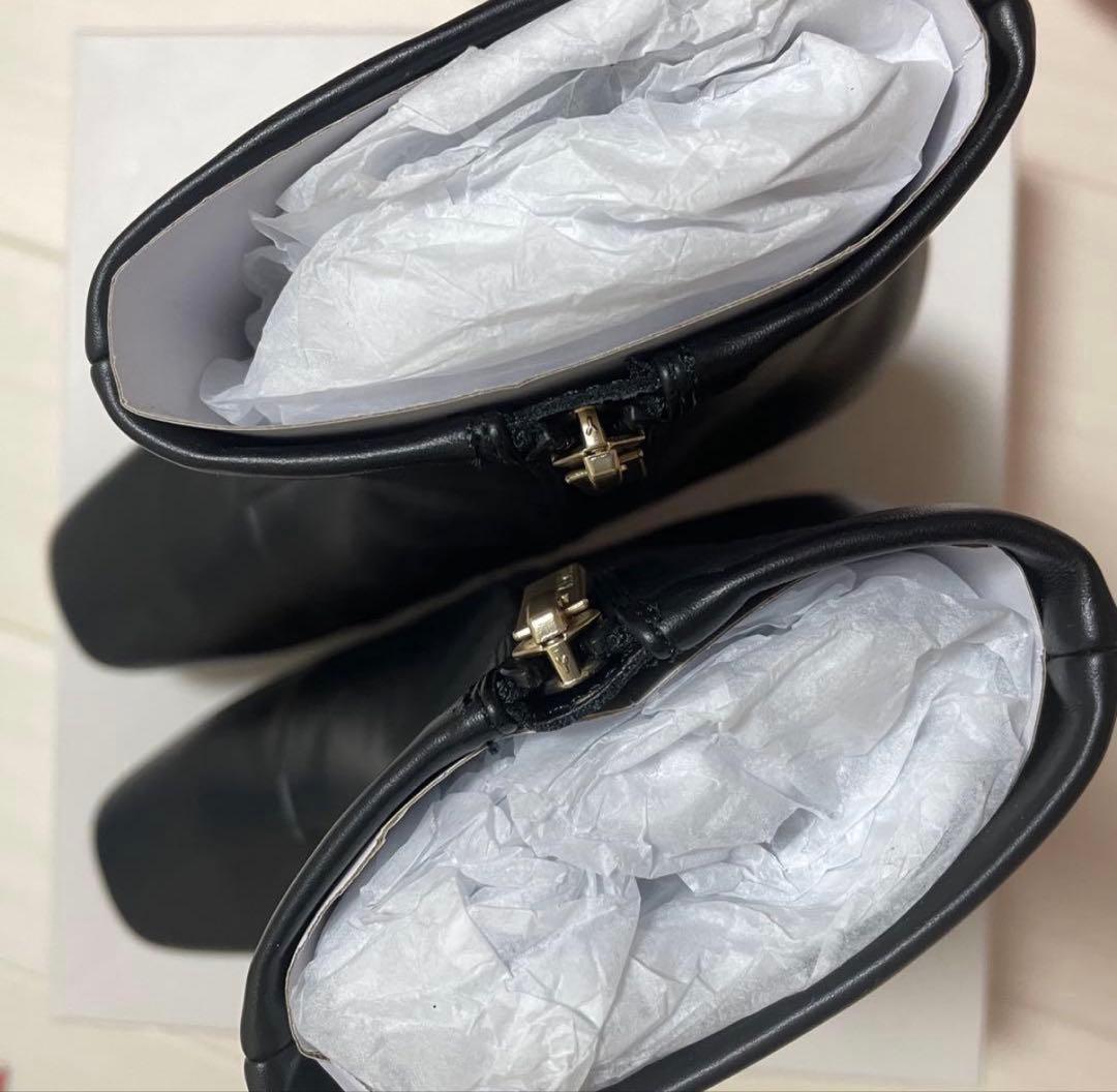 RANDA ストレッチ チャンキーヒールショートブーツ L