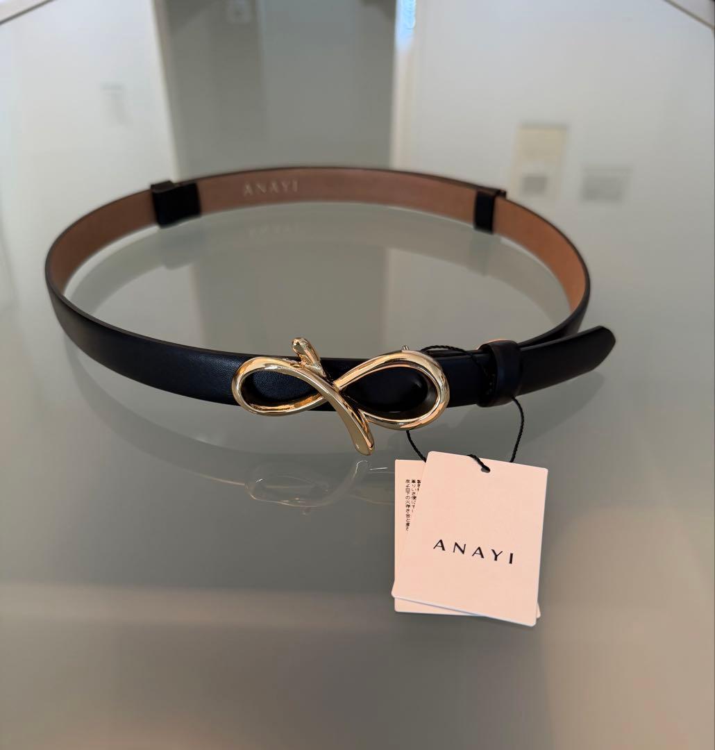 【新品】ANAYI モチーフバックルBELT〈ブラック〉