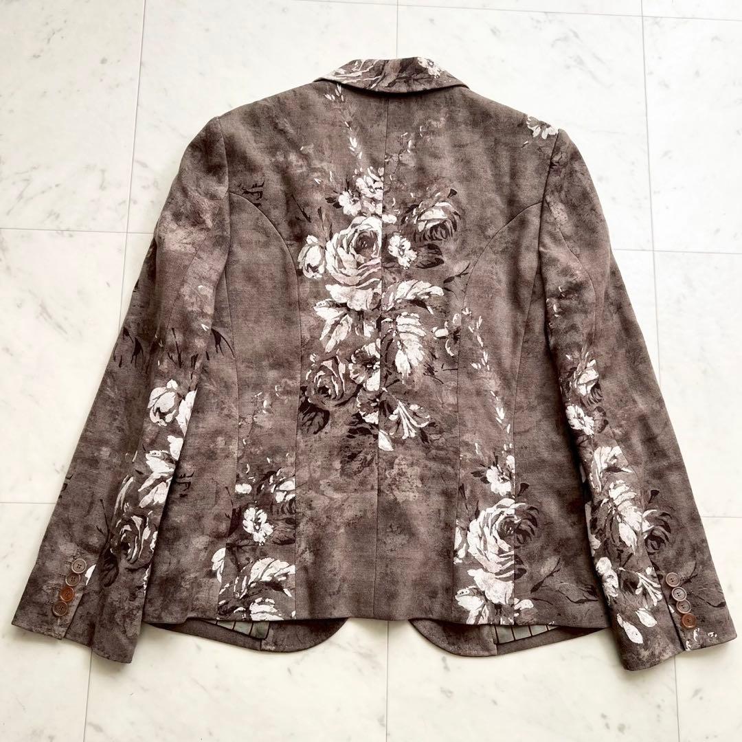 ETRO フラワープリント テーラードジャケット ウール ブラウン系 46