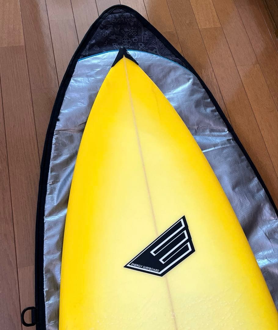 BYERLY DX サーフボード 6'0\" イエロー。フィン、カバー、リーシュ付