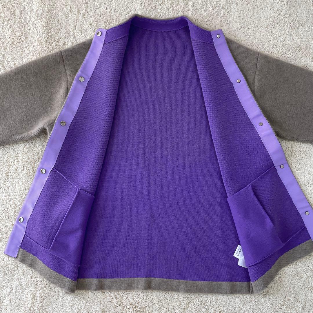 美品♡ エレンディーク ラクーンミックスダブルカーディガン グレー パープル 2