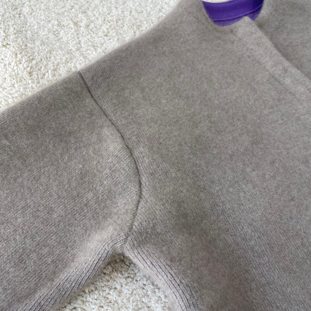 美品♡ エレンディーク ラクーンミックスダブルカーディガン グレー パープル 2