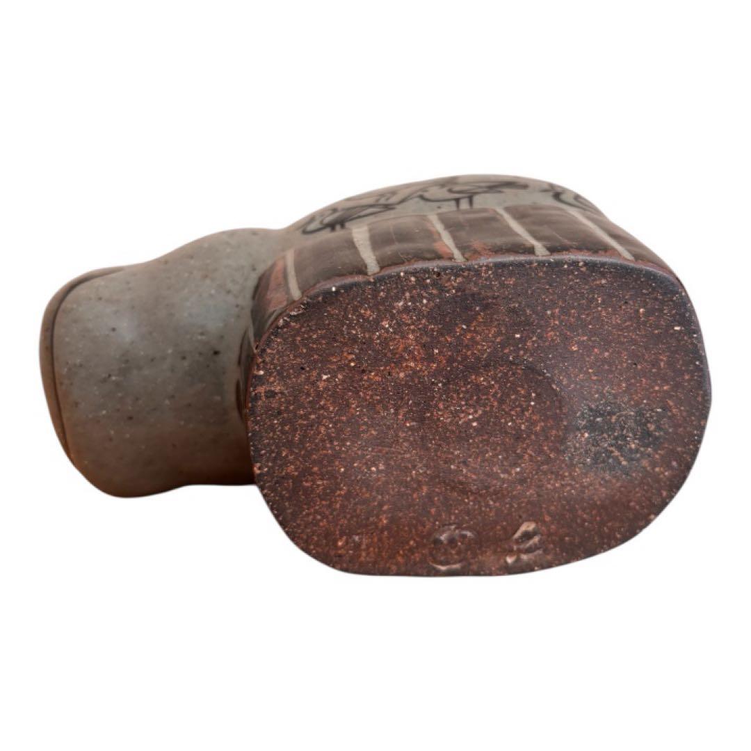 リサラーソン バスタブのカバ貯金箱 濃いグレー 波佐見焼 置物 /陶器