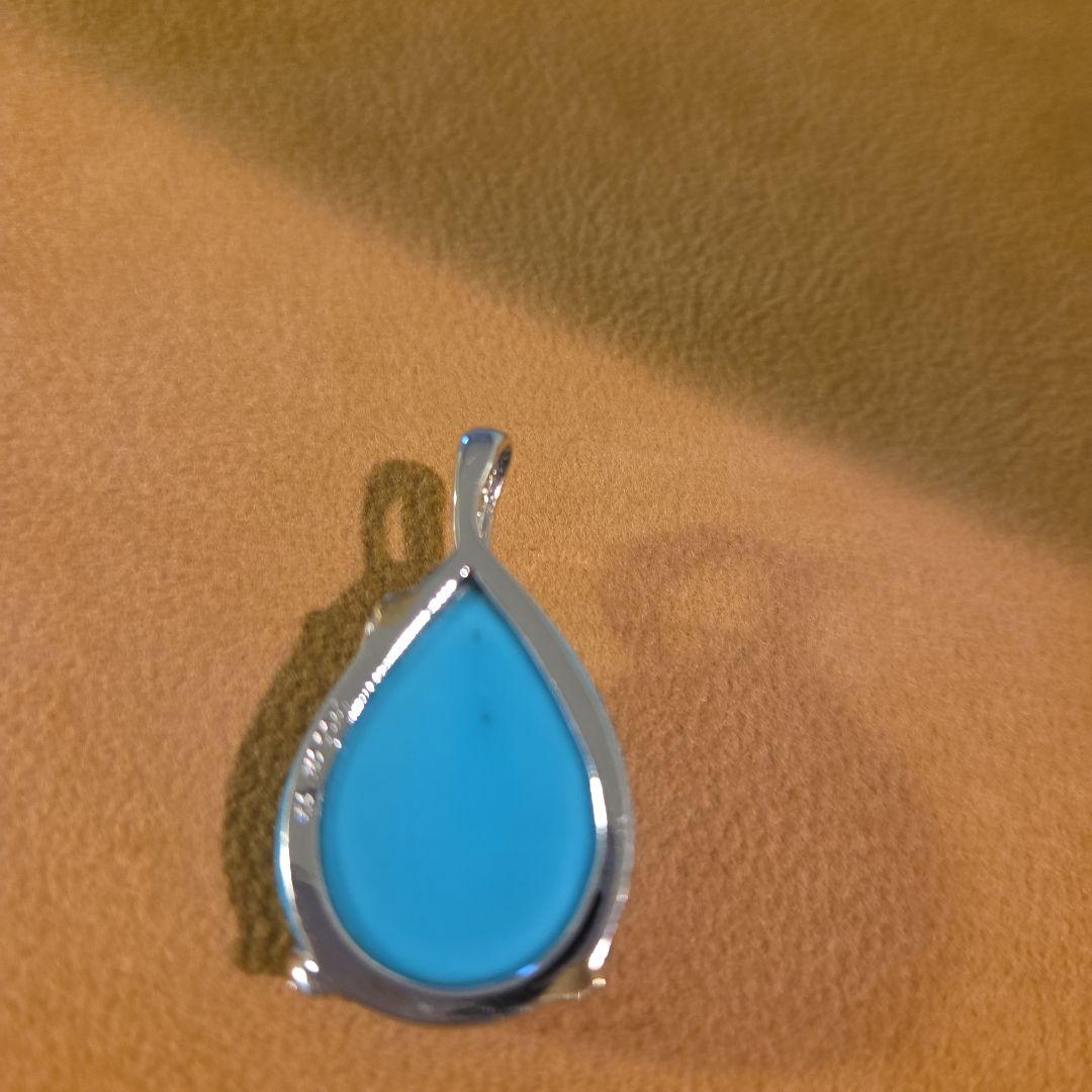 k 18WGターコイズダイヤモンド 付きペンダント チャーム6.5g