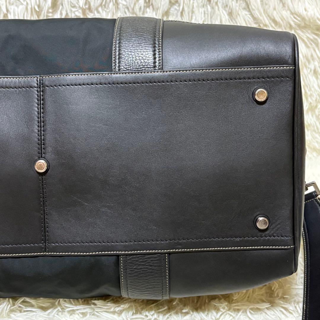 ★美品★COACH ボストンバッグ 大容量 レザー切替 ショルダー紐付 ブラック