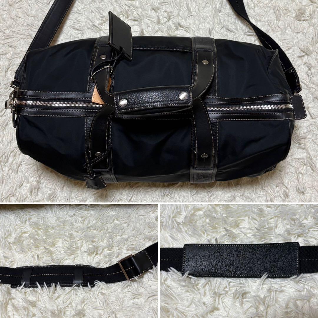 ★美品★COACH ボストンバッグ 大容量 レザー切替 ショルダー紐付 ブラック