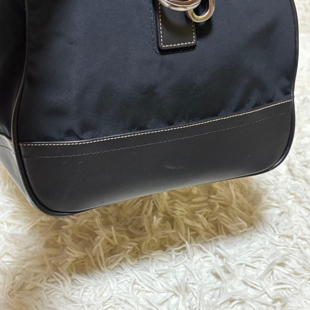 ★美品★COACH ボストンバッグ 大容量 レザー切替 ショルダー紐付 ブラック