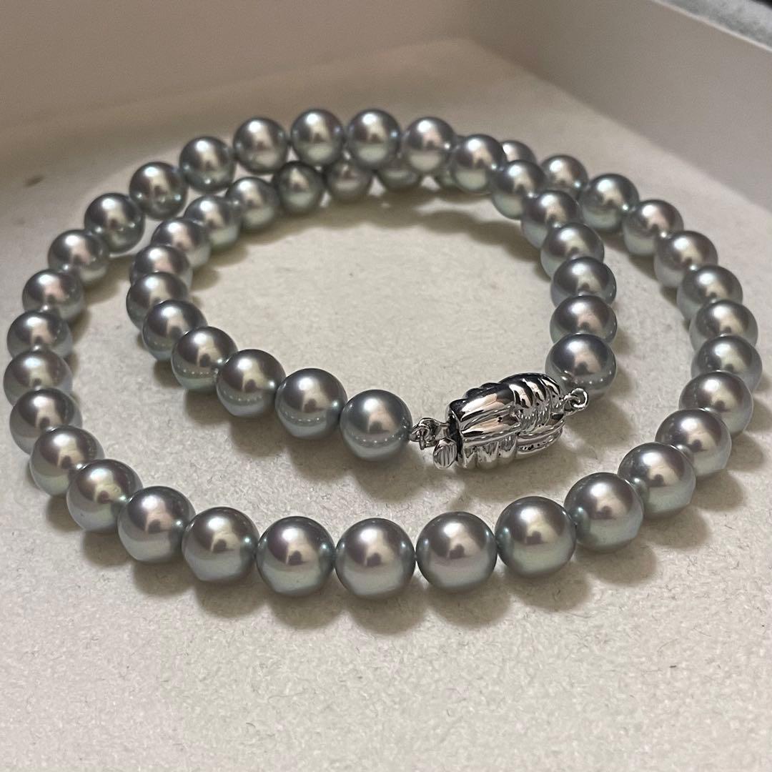 【POLA✨大珠】あこや真珠 ネックレス 7.5-8.0 パール ポーラ グレー