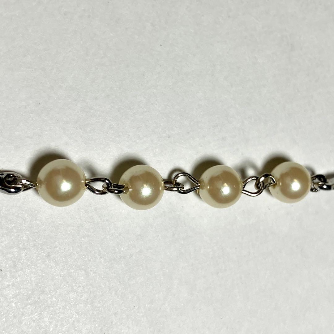 美品✨ クリスチャンディオール CDロゴ パール ネックレス シルバー