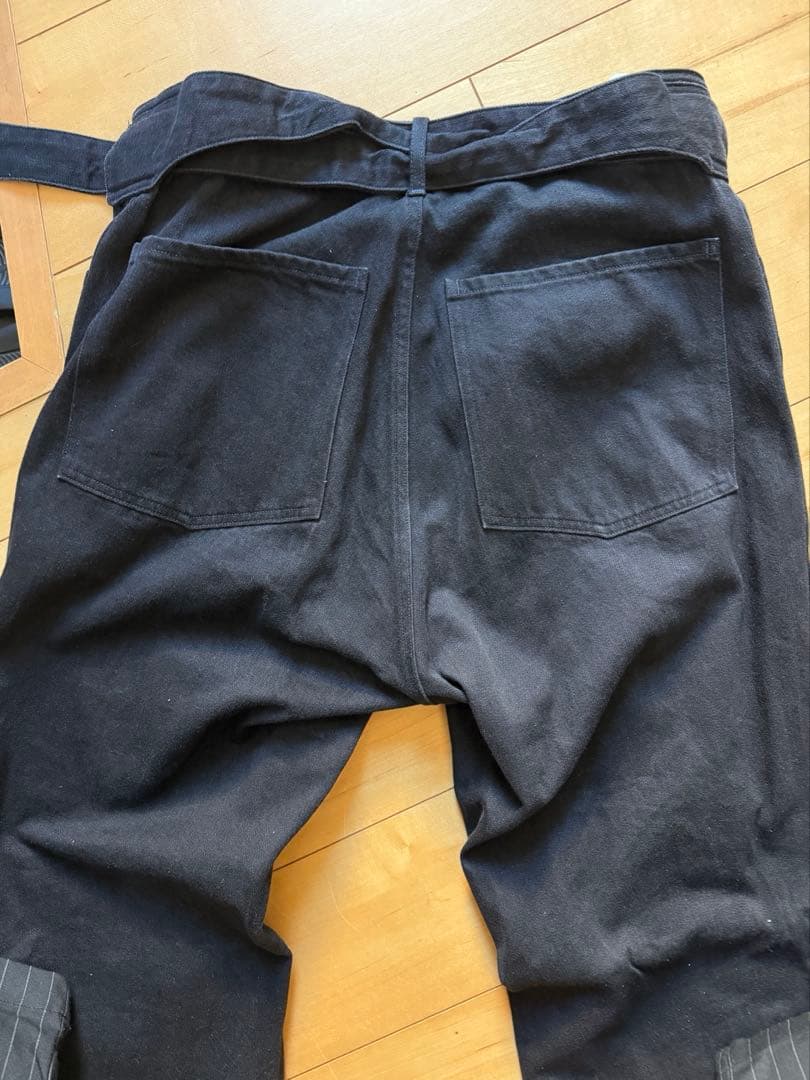 COMOLI コモリ 17SS ベルテッド デニム パンツ ブラック　1【中古】