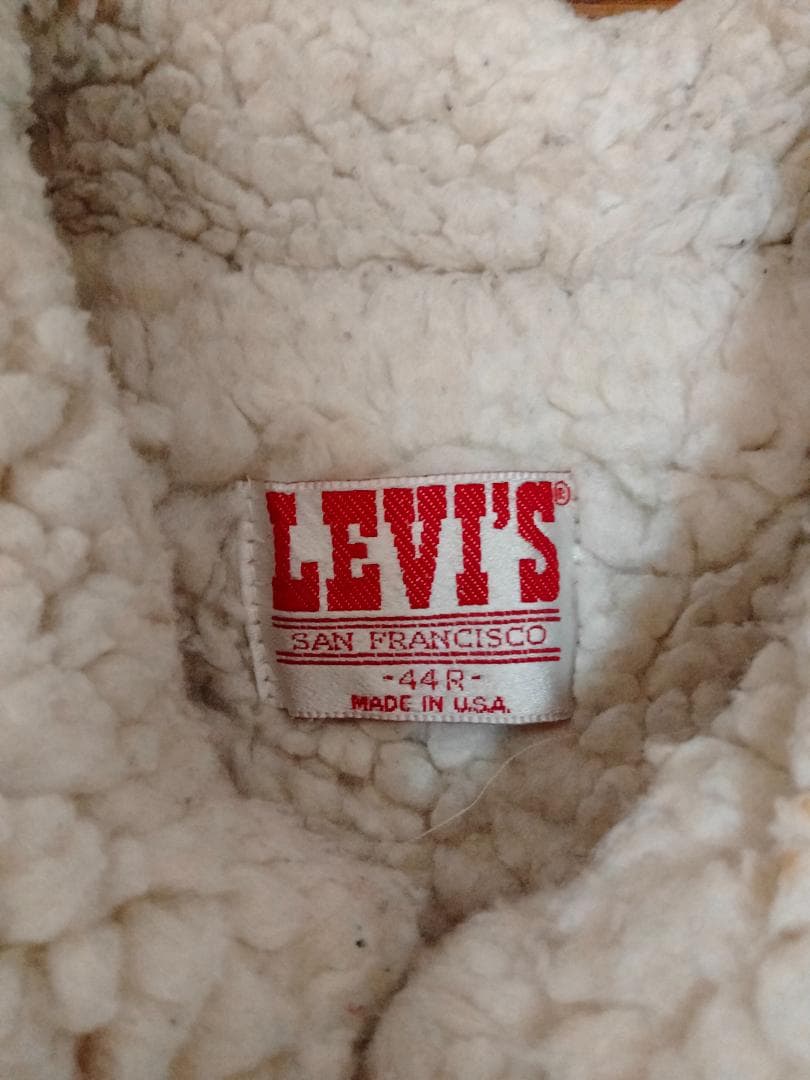 ビンテージ80年代リーバイスデニムボア付きJKT青70608-0216 44R