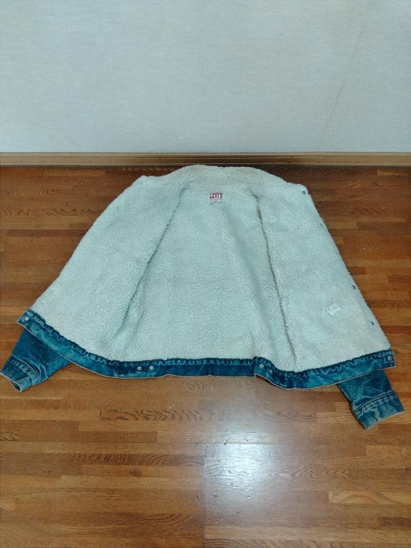 ビンテージ80年代リーバイスデニムボア付きJKT青70608-0216 44R