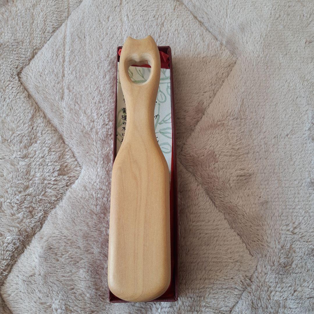 別府つげ工芸　5列　猫　まる目　ヘアブラシ　つげブラシ　つげ櫛　つげの櫛