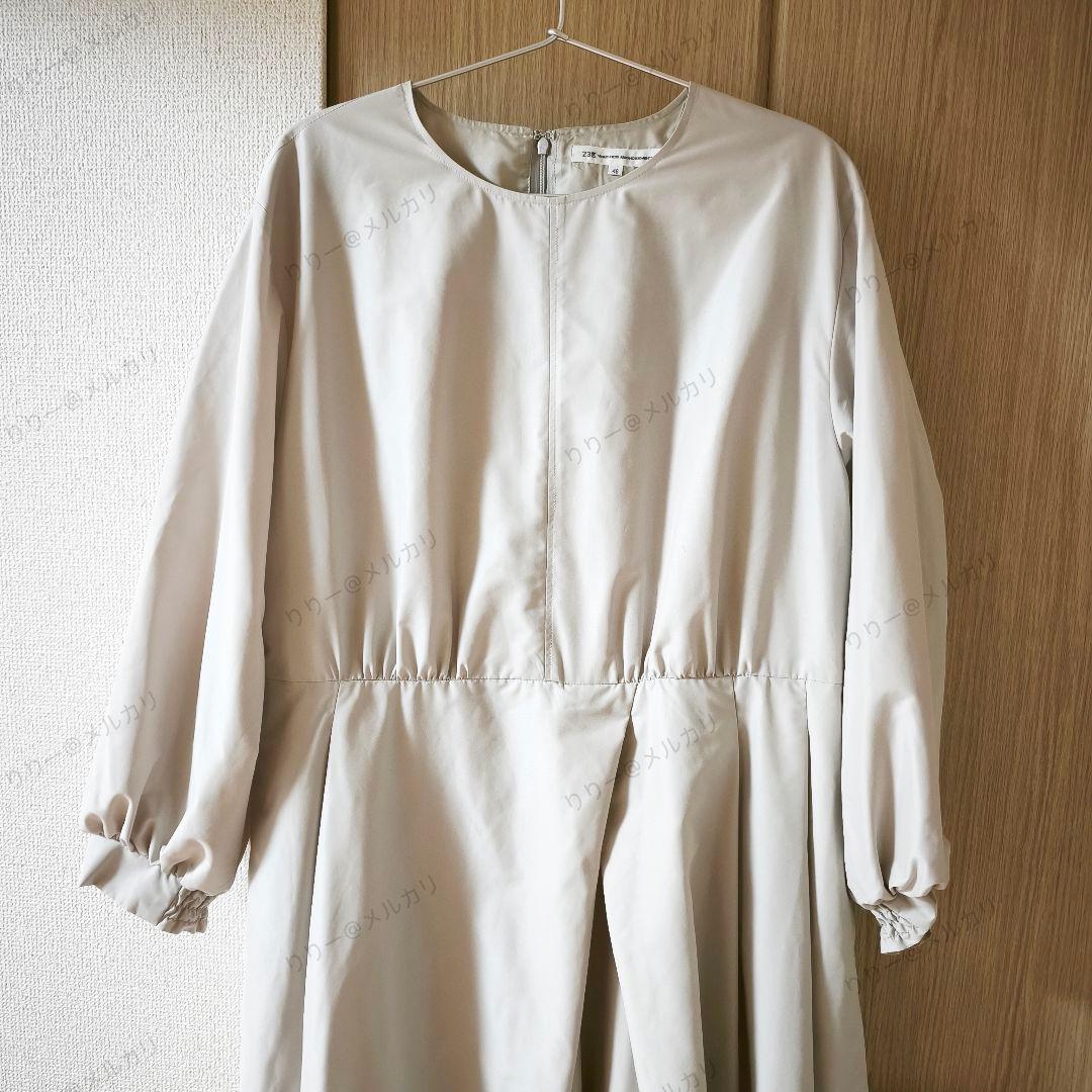 美品25SS・大きいサイズ48★23区　ラスタークロスタックワンピース　ベージュ