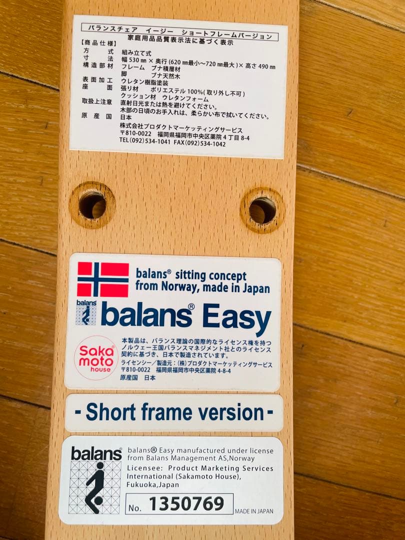 バランスチェア balans Easy 骨盤・姿勢矯正 ショートフレーム レッド