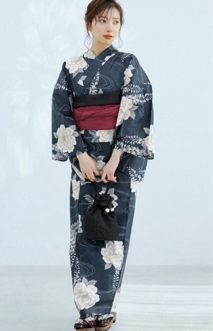 Dita 浴衣　凪の藤流れ（帯、兵児帯、下駄セット）