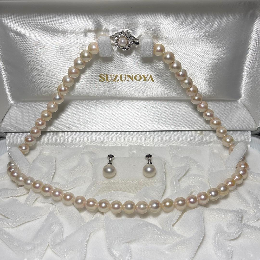 【テリ強】あこや真珠　ネックレス　7.0-7.5mm 41cm パール